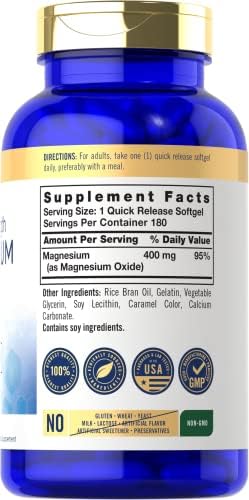 Carlyle Óxido de Magnesio 400mg | 180 Cápsulas Blandas | Mineral Esencial | Suplemento Sin OGM y Libre de Gluten - imagen 2