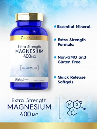 Carlyle Óxido de Magnesio 400mg | 180 Cápsulas Blandas | Mineral Esencial | Suplemento Sin OGM y Libre de Gluten - imagen 3