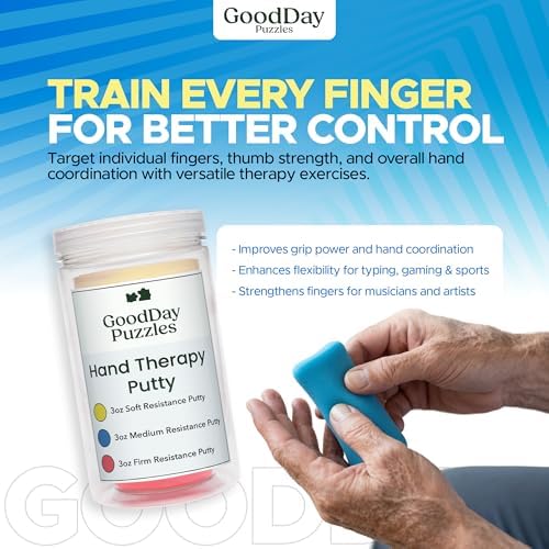 Set de 3 Piezas de Masilla Terapéutica GoodDay - Fortalecimiento de Manos y Alivio del Estrés, Masilla para Ejercicios de Agarre, Dedos y Muñecas, - imagen 7