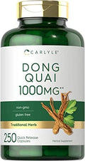 Cápsulas de Dong Quai Carlyle | 250 Contenido | Suplemento Sin OGM y Libre de Gluten | Hierba Tradicional - imagen 1
