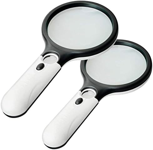 Paquete de 2 Lentes de Aumento Marrywindix con Luz LED, Lupa de Mano 3X 45X para Lectura y Joyería - imagen 1