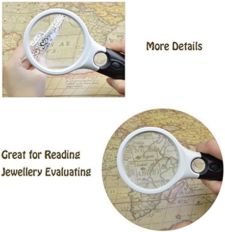 Paquete de 2 Lentes de Aumento Marrywindix con Luz LED, Lupa de Mano 3X 45X para Lectura y Joyería - imagen 4