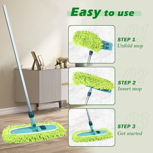 Paquete de 4 Almohadillas de Microfibra de 14'' a 16'' Compatibles con Leifheit 55210, Refill Reutilizables para Mopas, Paños Lavables para Limpiar - imagen 8
