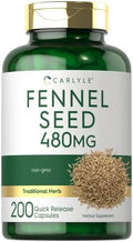 Cápsulas de Semilla de Hinojo Carlyle 480mg | 200 Cápsulas | Suplemento Herbal | Sin OGM - imagen 1