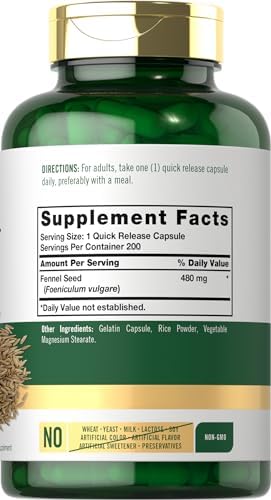 Cápsulas de Semilla de Hinojo Carlyle 480mg | 200 Cápsulas | Suplemento Herbal | Sin OGM - imagen 2