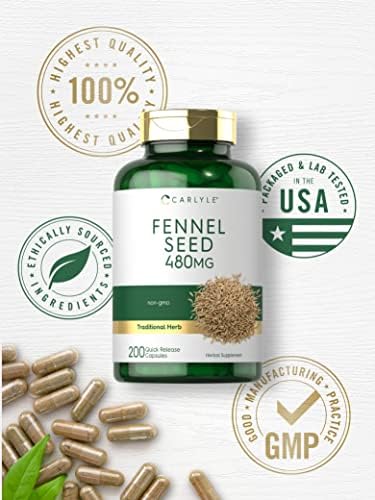 Cápsulas de Semilla de Hinojo Carlyle 480mg | 200 Cápsulas | Suplemento Herbal | Sin OGM - imagen 5