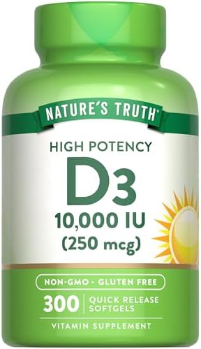 Nature's Truth Vitamina D3 10000 UI Softgels | 300 Cápsulas | Suplemento Extra Fuerte | Sin GMO y Libre de Gluten - imagen 1