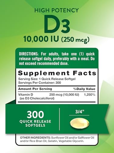 Nature's Truth Vitamina D3 10000 UI Softgels | 300 Cápsulas | Suplemento Extra Fuerte | Sin GMO y Libre de Gluten - imagen 2