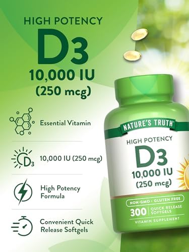 Nature's Truth Vitamina D3 10000 UI Softgels | 300 Cápsulas | Suplemento Extra Fuerte | Sin GMO y Libre de Gluten - imagen 5