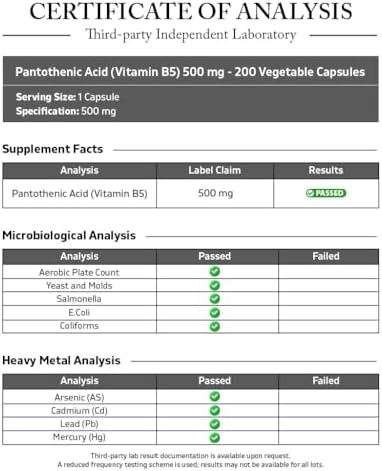 Ácido Pantoténico Vitamatic (Vitamina B5) 500 mg - 200 Cápsulas - imagen 3