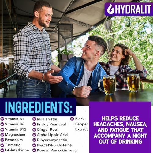 Parches Hidratantes Hydralit Happy Hour para Resaca - Alivio Natural y Duradero, 72 Piezas para Despertar Renovado Después de la Fiesta - imagen 3