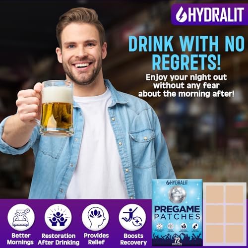 Parches Hidratantes Hydralit Happy Hour para Resaca - Alivio Natural y Duradero, 72 Piezas para Despertar Renovado Después de la Fiesta - imagen 5