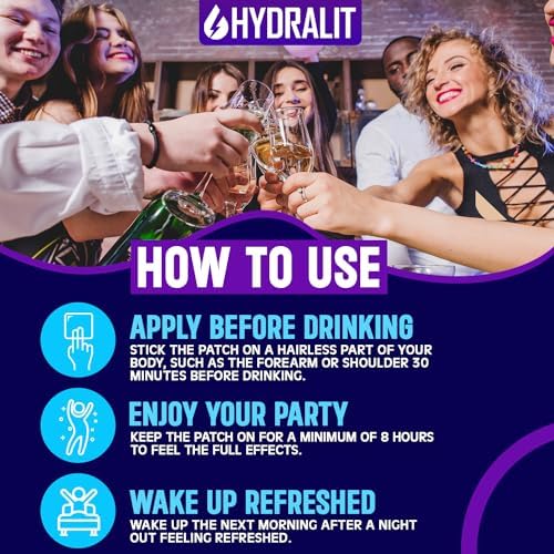Parches Hidratantes Hydralit Happy Hour para Resaca - Alivio Natural y Duradero, 72 Piezas para Despertar Renovado Después de la Fiesta - imagen 7
