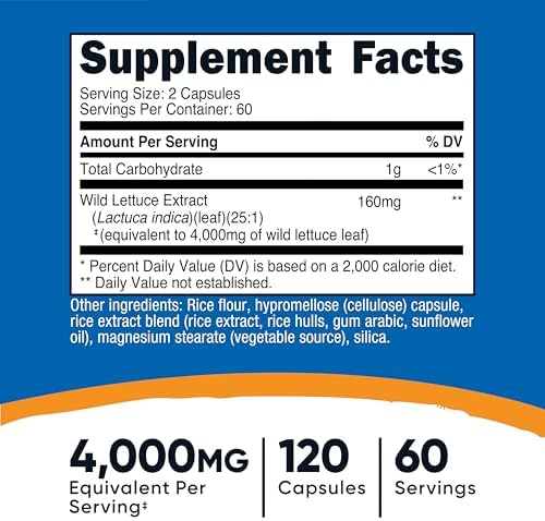 Extracto de Lechuga Silvestre Nutricost 120 Cápsulas - 60 Porciones, Vegano, Sin GMO y Sin Gluten - imagen 2