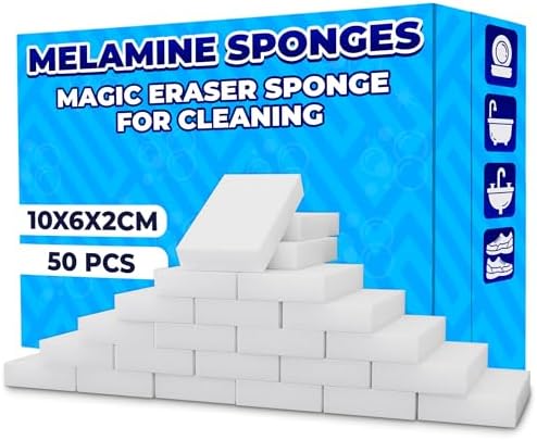50 Piezas de Esponjas de Melamina para Limpiar - Esponja Mágica Blanca, Bloques de Limpieza (10x6x2 cm), Diseño Sin Rayones, Almohadillas Borradoras - imagen 1