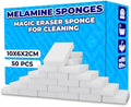 50 Piezas de Esponjas de Melamina para Limpiar - Esponja Mágica Blanca, Bloques de Limpieza (10x6x2 cm), Diseño Sin Rayones, Almohadillas Borradoras - imagen 1