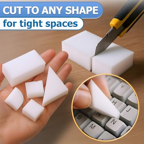 50 Piezas de Esponjas de Melamina para Limpiar - Esponja Mágica Blanca, Bloques de Limpieza (10x6x2 cm), Diseño Sin Rayones, Almohadillas Borradoras - imagen 6