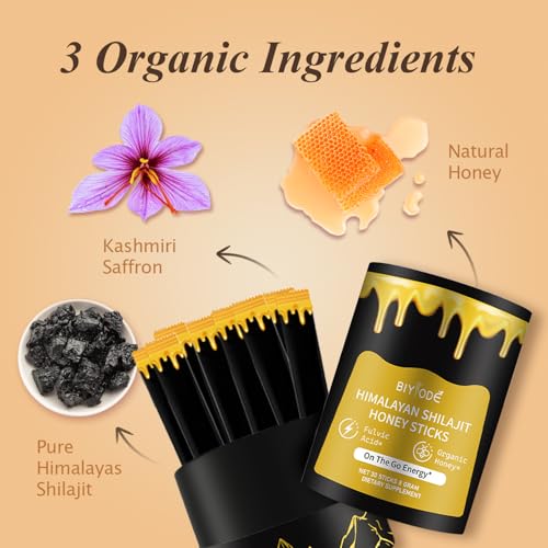Shilajit Puro | Palitos de Miel de Shilajit | 85+ Minerales Traza, Aumenta Energía | Mejora Inmunidad | Shilajit para Hombres | 30 Palitos - imagen 2