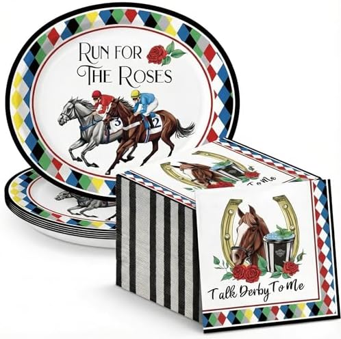 KTCNMER 50 Piezas de Platos de Papel Ovalados Grandes de 12 x 10 y Servilletas Desechables para Fiesta del Derby - imagen 1
