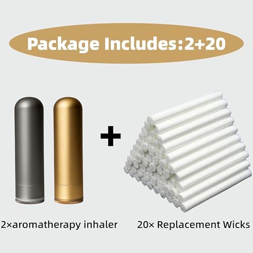 Inhaladores nasales de metal para aceites esenciales, recargables de aluminio, incluyen 20 mechas de algodón - Aromaterapia (2+20 piezas) - imagen 2