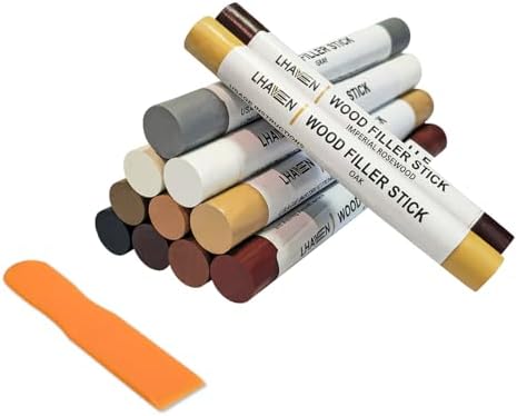 Palitos de Relleno de Madera LHAVEN, 12 colores de Crayones de Cera para Reparar Rayones, Golpes, Grietas y Agujeros en Muebles de Madera, Pisos y - imagen 1