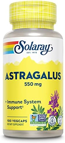 Cápsulas de Raíz de Astrágalo SOLARAY 550 mg - Suplemento Herbal Vegano para el Sistema Inmunológico - 100 VegCaps - imagen 1