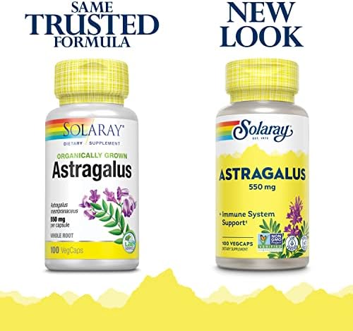 Cápsulas de Raíz de Astrágalo SOLARAY 550 mg - Suplemento Herbal Vegano para el Sistema Inmunológico - 100 VegCaps - imagen 2