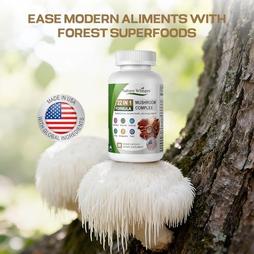 Suplemento de Hongo Melena de León 22 en 1 Nature Whisper con Ashwagandha y Pimienta Negra | Complejo de Hongos con Cola de Pavo, Reishi, Cordyceps, - imagen 8