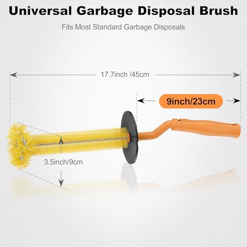 Cepillo Universal para Desechos – Cabezal Rotatorio 360° con Protector de Salpicaduras de Goma, 17.7 Pulgadas, Limpiador de Fregadero y Triturador de - imagen 4