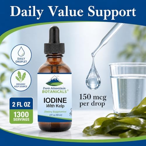 Gotas de Yodo Líquido 150 mcg - Suplemento de Yodo de Kelp Orgánico - 1300 Porciones - Vegano, Kosher y Sin Gluten - Solución de Yoduro 2 oz - imagen 3