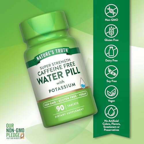 Píldoras de Agua Super Fuertes de Nature's Truth con Potasio | 90 Cápsulas | Sin Cafeína | Veganas, No Transgénicas y Sin Gluten - imagen 3