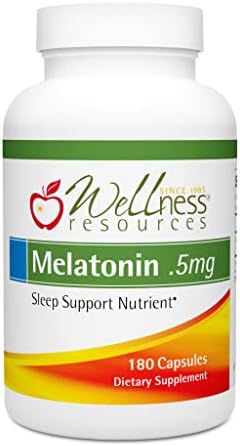 Cápsulas de Melatonina 0.5mg de Wellness Resources - Suplemento Natural para el Sueño - Libre de Gluten, Sin Conservadores, 180 Cápsulas - imagen 1
