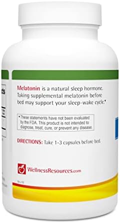 Cápsulas de Melatonina 0.5mg de Wellness Resources - Suplemento Natural para el Sueño - Libre de Gluten, Sin Conservadores, 180 Cápsulas - imagen 3
