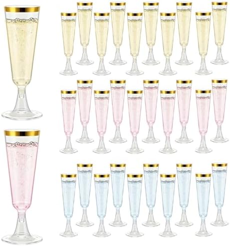 Paquete de 50 Copas de Champagne Desechables Goldfishwa, 5oz, Vasos Transparentes para Brindis, Ideal para Bodas y Fiestas al Aire Libre - imagen 1