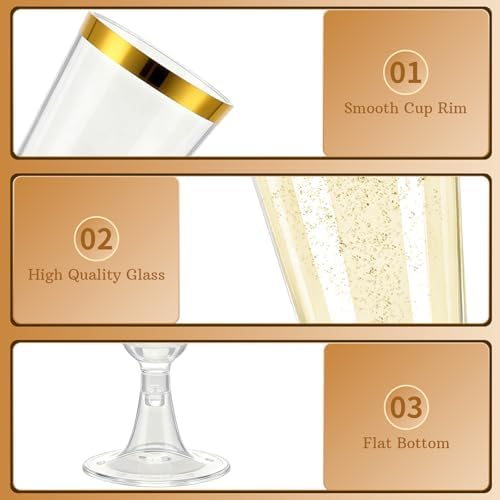 Paquete de 50 Copas de Champagne Desechables Goldfishwa, 5oz, Vasos Transparentes para Brindis, Ideal para Bodas y Fiestas al Aire Libre - imagen 4
