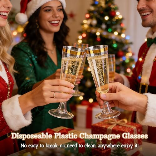 Paquete de 50 Copas de Champagne Desechables Goldfishwa, 5oz, Vasos Transparentes para Brindis, Ideal para Bodas y Fiestas al Aire Libre - imagen 5