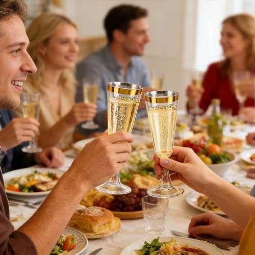 Paquete de 50 Copas de Champagne Desechables Goldfishwa, 5oz, Vasos Transparentes para Brindis, Ideal para Bodas y Fiestas al Aire Libre - imagen 6