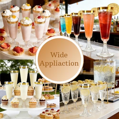 Paquete de 50 Copas de Champagne Desechables Goldfishwa, 5oz, Vasos Transparentes para Brindis, Ideal para Bodas y Fiestas al Aire Libre - imagen 7