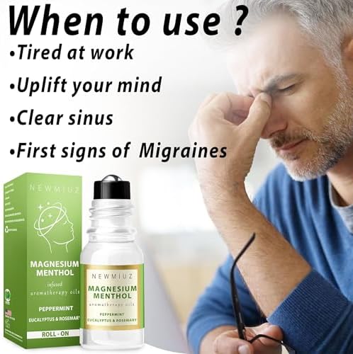 Roll-On de Magnesio y Mentol para Migrañas - Alivio Natural y Refrescante con Aceites Esenciales de Menta y Eucalipto - Regalo Perfecto para Cuidado - imagen 2