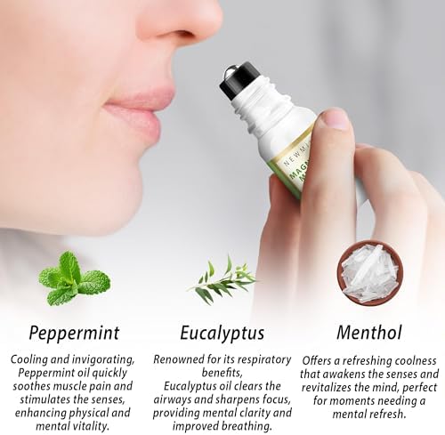 Roll-On de Magnesio y Mentol para Migrañas - Alivio Natural y Refrescante con Aceites Esenciales de Menta y Eucalipto - Regalo Perfecto para Cuidado - imagen 3