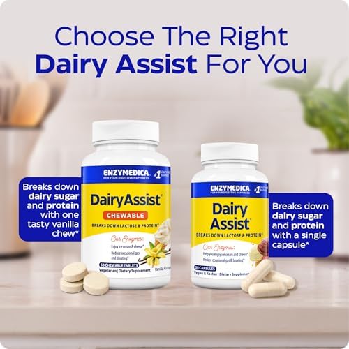 Enzymedica DairyAssist - Suplemento Masticable para Intolerancia a la Lactosa, 60 Tabletas, Ayuda a Reducir Gases y Distensión, Libre de Gluten - imagen 8