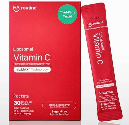 Haroutine Polvo de Vitamina C Liposomal – Alta Absorción 500mg, Suplemento Antioxidante y de Inmunidad – Energía en 30 Paquetes Portátiles, Sabor - imagen 1