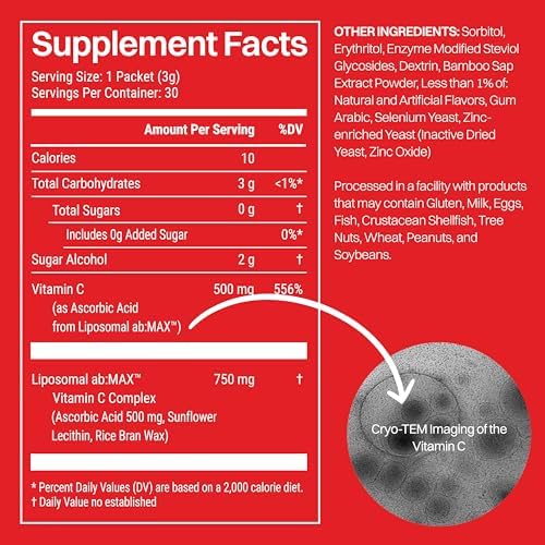 Haroutine Polvo de Vitamina C Liposomal – Alta Absorción 500mg, Suplemento Antioxidante y de Inmunidad – Energía en 30 Paquetes Portátiles, Sabor - imagen 2