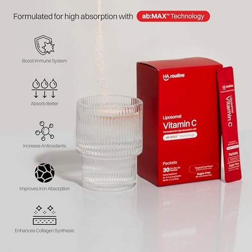 Haroutine Polvo de Vitamina C Liposomal – Alta Absorción 500mg, Suplemento Antioxidante y de Inmunidad – Energía en 30 Paquetes Portátiles, Sabor - imagen 3