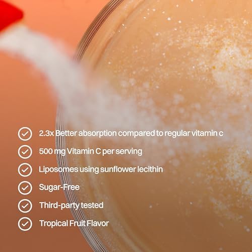 Haroutine Polvo de Vitamina C Liposomal – Alta Absorción 500mg, Suplemento Antioxidante y de Inmunidad – Energía en 30 Paquetes Portátiles, Sabor - imagen 4