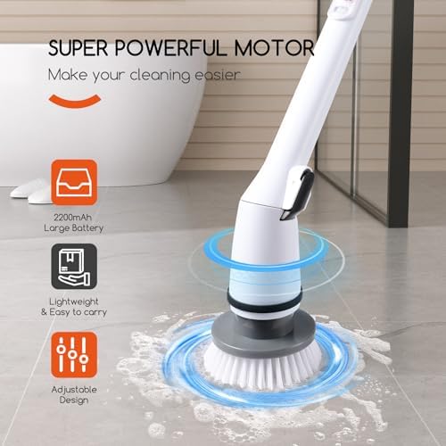 REECOO Limpiador Eléctrico Inalámbrico, 380RPM, Carga Rápida y Duradera, con 3 Cabezas de Cepillo Intercambiables para Baños, Bañeras, Azulejos y - imagen 3