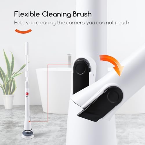 REECOO Limpiador Eléctrico Inalámbrico, 380RPM, Carga Rápida y Duradera, con 3 Cabezas de Cepillo Intercambiables para Baños, Bañeras, Azulejos y - imagen 4