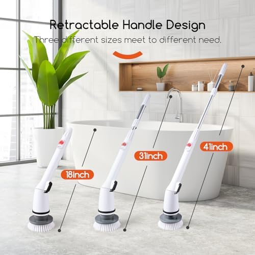 REECOO Limpiador Eléctrico Inalámbrico, 380RPM, Carga Rápida y Duradera, con 3 Cabezas de Cepillo Intercambiables para Baños, Bañeras, Azulejos y - imagen 5