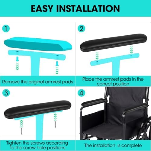 Almohadilla para Reposabrazos de Silla de Ruedas Universal - Cojín de Espuma Comfot (Longitud Total de 14 Pulgadas) - Reemplazo Ergonómico para - imagen 5