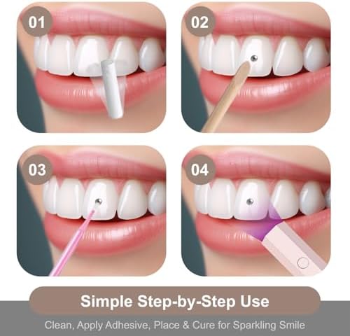 Kit de Joyas para Dientes YAFIYGI de 480 Piezas con Cristales y Diamantes, Gemas para Dientes Plateadas, Diseños de Estrellas y Adornos (Sin - imagen 3